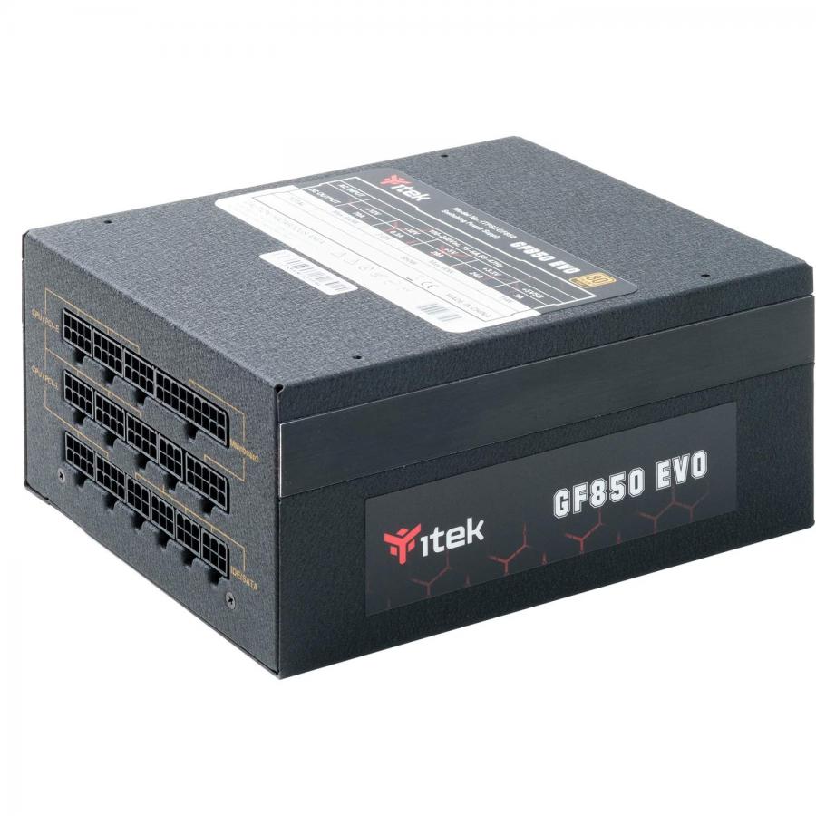 Itek Alimentatore per PC GF850 EVO - 850W, Ventola HDB Hydraulic Dynamic Bearing da 12 mm, Protezione PFC attiva,Certificazione di efficienza 80 Plus Gold, Modulare free plug, Condensatori Giapponesi