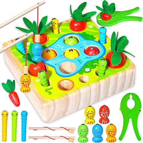 VIPNAJI Giochi di Pesca, 2 in 1 Giochi Montessori Magnetici di Pesca in  Legno, Giochi Bambini di 2 3 4 5 6 Anni, Giocattoli Montessori, Regalo  Educativo per Bambini maschio bambina