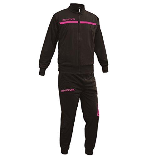 givova TT012, Tuta Full Zip Unisex – Adulto, Nero/Fuxia, M