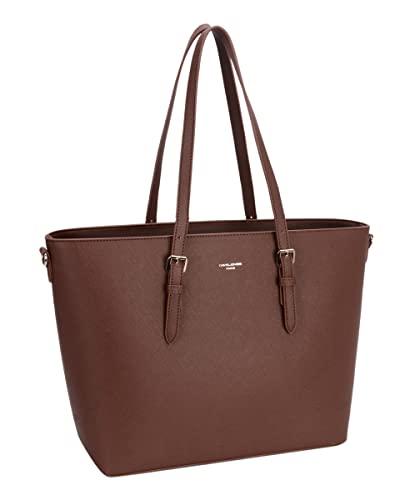 David Jones - Borsa Tote Shopper Grande Capacità Donna - Borsa a Spalla  Tracolla Lavoro Manico Lungo PU Pelle - Borse a Mano Capiente A4 - Shopping  Bag Sacchetto Ufficio Scuola Viaggio - Marrone