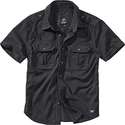 Brandit Vintage Camicia Maniche Lunghe E Maniche Corte, Taglie S Fino A 7XL - Nero Maniche Corte, XXL