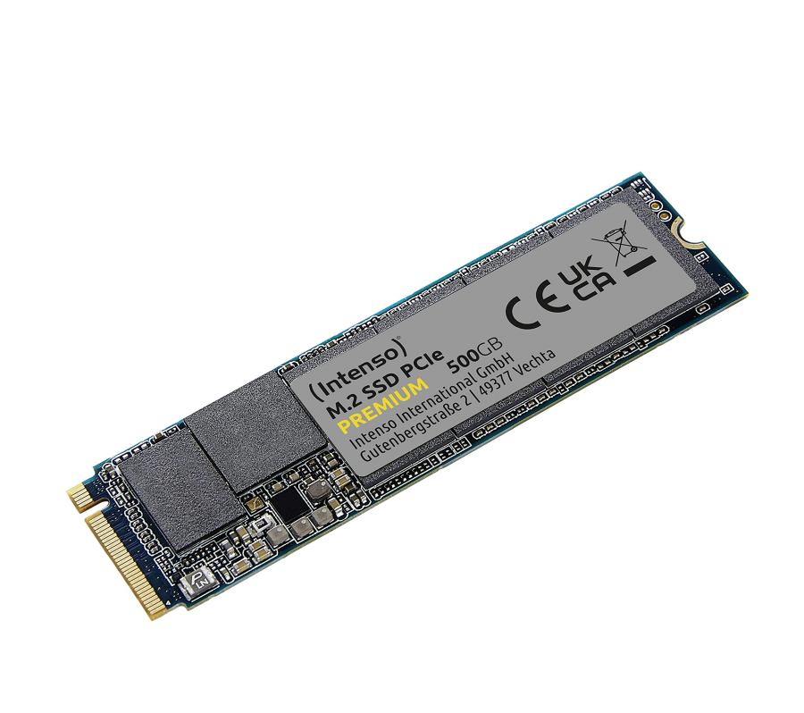 Intenso 500 GB M.2 SSD PCIe Premium, fino a 2100 MB/s, (PCI Express Gen.3x4 NVMe 1.3, Solid State Drive)