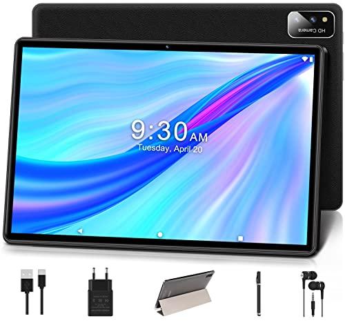 Tablet 10.1 Pollici Android 11 Tablet SEBBE Octa-Core 1.8 GHz Tablet, 4GM  RAM+64 GB ROM (128 GB Espandibili), 5MP+8MP/6000 mAh/Bluetooth 4.1/Schermo  IPS HD/WiFi, Tablet con con Stilo+Custodia,Nero