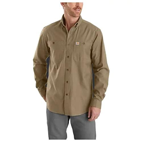 Carhartt Rugged Flex Rigby Long-Sleeve Work Shirt Camicia, Uomo, Marrone, S