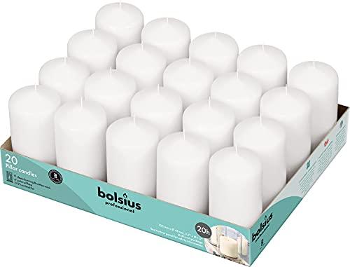 Bolsius Candele basiche per Decorazione, Cera, Bianco, Dimensione Cero Singolo: h 9.8 cm Ø4.8cm, 20 unità