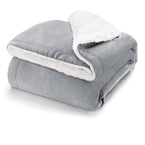Blumtal Plaid Coperta Sherpa, Coperta Pile Doppio Strato Vello, Plaid Divano Super Morbida, Coperta Fluffy di Alta Qualità, Plaid Matrimoniale, 150 x 200cm, Grigio
