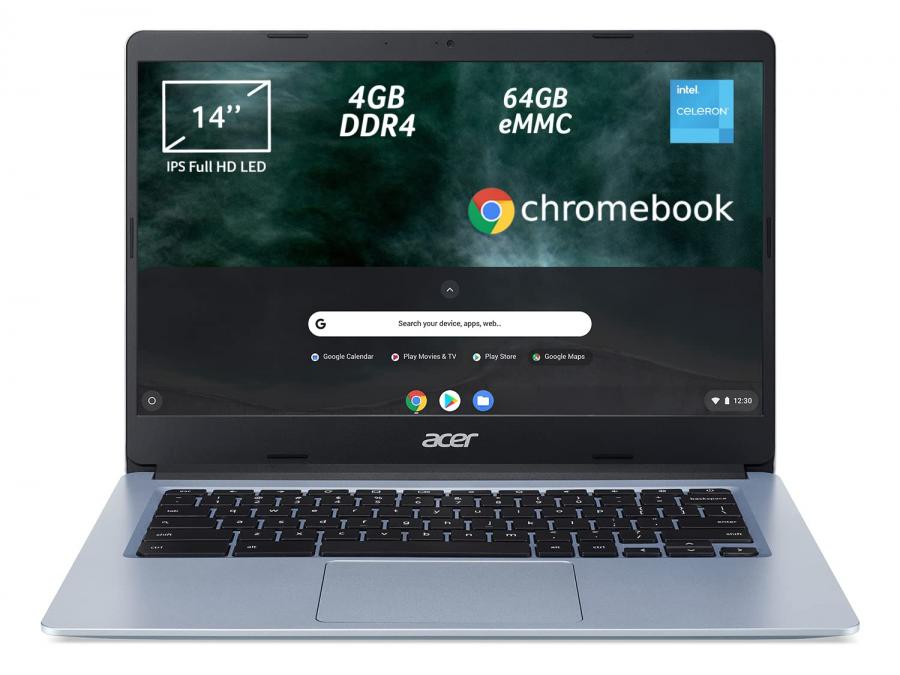 Acer Chromebook 314 CB314-1H-C15P Notebook, Pc Portatile con Processore Intel Celeron N4020, Ram 4 GB DDR4, eMMC 64 GB, Display 14