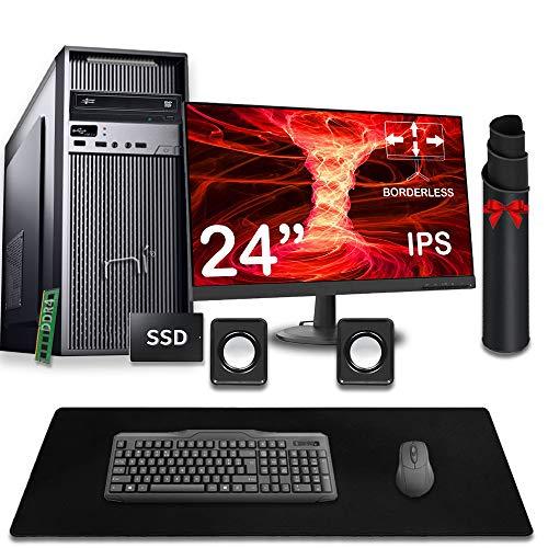 Pc fisso completo di monitor, altoparlanti, mouse, tastiera con intel core i5 quad-core 8gb ram ddr4 ssd 240gb windows 10 pro con licenza. Comodo tappetino XXL per mouse e tastiera in omaggio.