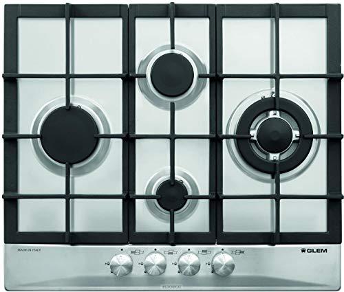 Glem Gas Piano cottura gas incasso 4 Fuochi Larghezza 60 cm Acciaio Inox GT645IX