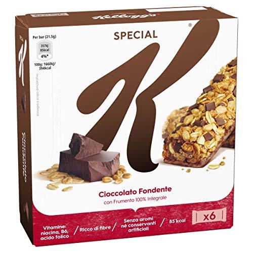 Kellogg's Barrette Cioccolato Fondente con Frumento 100% Integrale, 6 x 21.5g