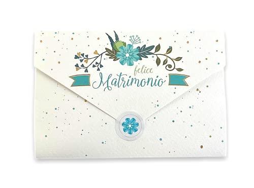 Biglietto Auguri Matrimonio Portasoldi, Busta Interna per Regalo Sposi inclusa - con Etichetta Chiudi Busta, 11 x 16 cm