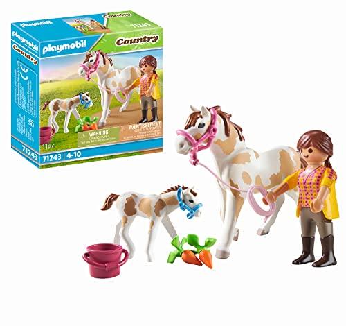 Playmobil Country 71243 Ragazza con cavallo e puledro, Animali per il maneggio e la fattoria, Giocattolo per bambini dai 4 anni in su