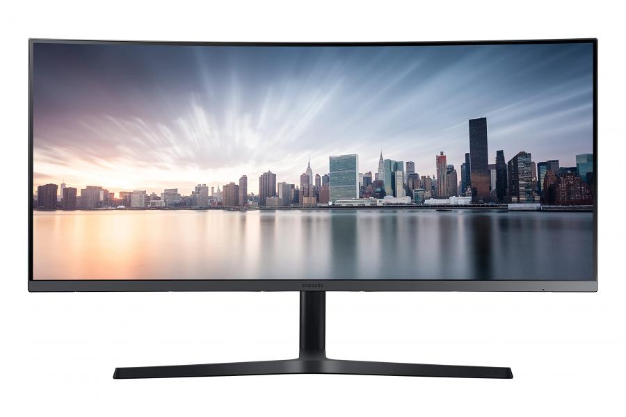 Samsung Monitor LC34H890WGRXEN, Monitor Professionale Curvo 34'' 21:9, UWQHD, 3440 x 1440, Quantum DOT, 100 Hz, 4 ms, 1 USB-C, 1 DP, 1 HDMI, Regolabile in Altezza, Argento Scuro, VESA