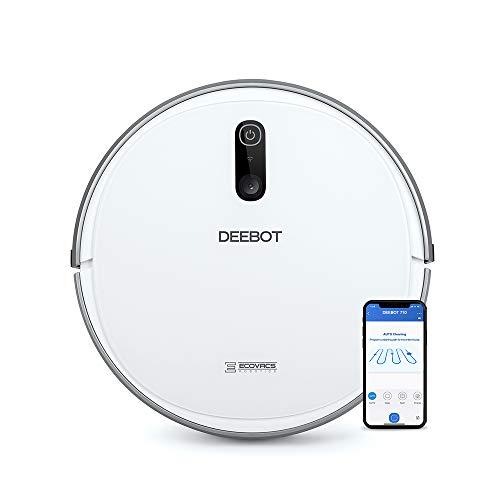 ECOVACS Robotics DEEBOT 710 Robot Aspirapolvere – Robot Pulisci Pavimenti con Mappatura – Modalità Max – Controllo Smart tramite App e Telecomando – Autoricarica – Bianco