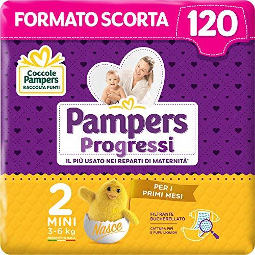 Pampers Progressi Mini, 120 Pannolini, Taglia 2 (3-6 Kg)