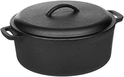 Amazon Basics - Casseruola in ghisa pretrattata con doppi manici, 6,62 L