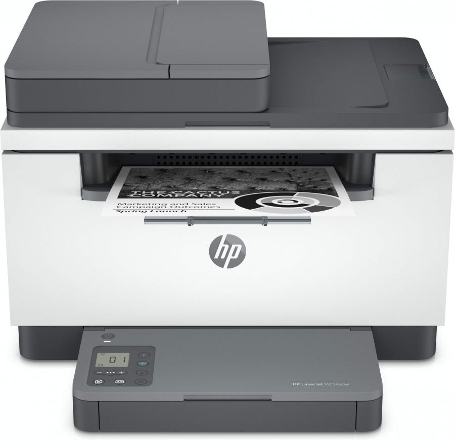 HP LaserJet M234sdw (6GX01F) stampante multifunzione A4 monocromatica, stampa fronte/retro automatica, copia, scansiona, No Fax, ADF da 40 fogli, WiFi, Ethernet, USB 2.0, App HP Smart, 29 ppm, Bianca
