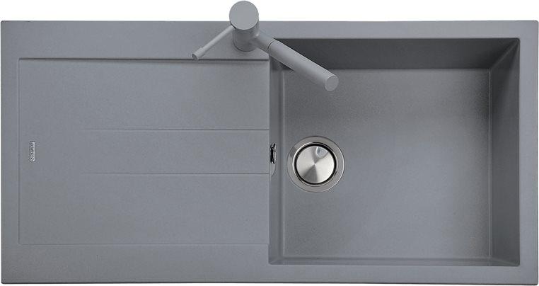 Lavello Cucina 1 Vasca Incasso con Gocciolatoio Larghezza 99 cm materiale Ultrametal colore Nero UM44 - Serie Elegance AM9910