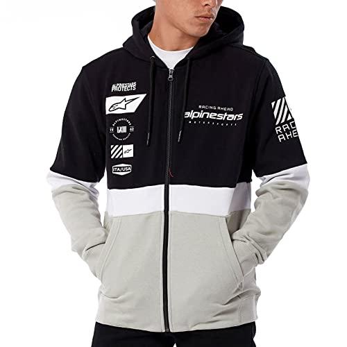 Alpinestars Position Hoodie Felpa con Zip E Cappuccio, Argento/Nero, L Uomo