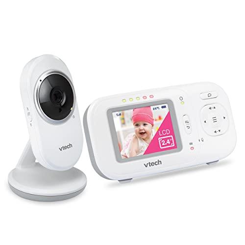 VTech VM320 Video Baby Monitor, Visione Notturna Migliorata, Suoni Rilassanti, Conversazione Bidirezionale, Sensore di Temperatura, Zoom Digitale 2X, Trasmissione Sicura, Schermo LCD a Colori da 2.4