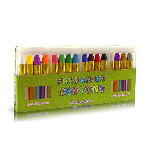 GIBOT colori per bambini Halloween Matite Trucco, trucchi bambina anallergici del Corpo/Viso per Bambino/Bimbo, Perfetto Regalo di Trucco Halloween Bambini/colori per pancia gravidanza(16 Colori)