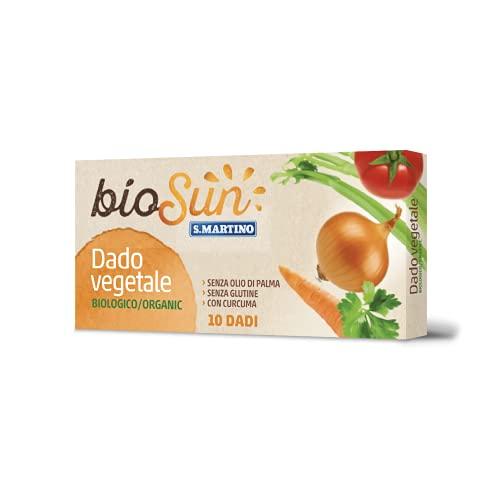 BIOSUN - Brodo Vegetale in Dado, Preparato per Brodo Vegetale Biologico, 10 dadi da 10g, con Diverse Verdure e Curcuma, Senza Glutine, Senza Olio di Palma, Made in Italy