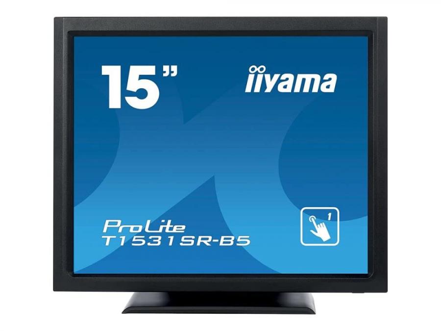 Iiyama Prolite T1531SR-B5 - Monitor LED XGA Single Touch Resisitiv (VGA, HDMI, DisplayPort, USB per Touch, IP54), colore: Nero