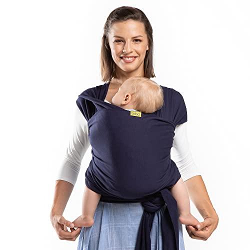 Boba Wrap – Blue Navy – Fascia Elastica Porta Bebè Neonato, Portabimbo Facile dalla nascita a 15kg