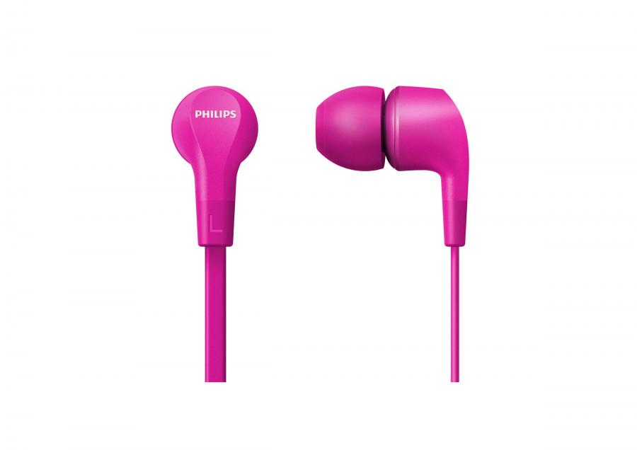 Philips Cuffie Auricolari Cablate In Ear E1105PK/00 con Telecomando in Linea (Driver al Neodimio da 8.6 mm, Bassi Potenti, Audio Nitido, Tenuta Comoda) Rosa - Modello 2020/2021