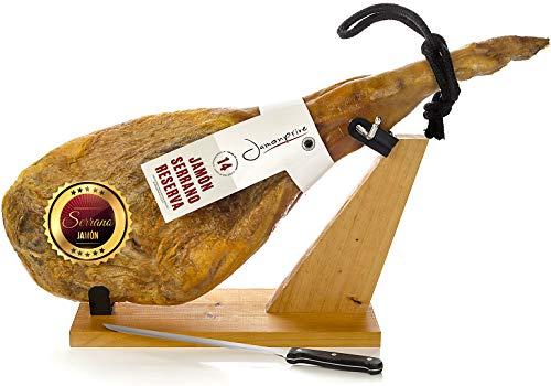 Prosciutto Spagnolo Serrano Riserva + Porta Prosciutto + Coltello 6.2 - 6.8 Kg - Jamon Serrano Crudo
