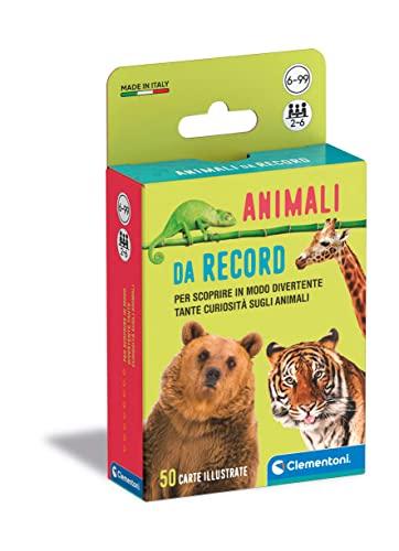 Clementoni - 16733 - Animali da record - 50 carte illustrate, carte da gioco per bambini 6 anni, gioco educativo sugli animali, gioco da tavolo per bambini, 2-6 giocatori - Made in Italy, multicolore