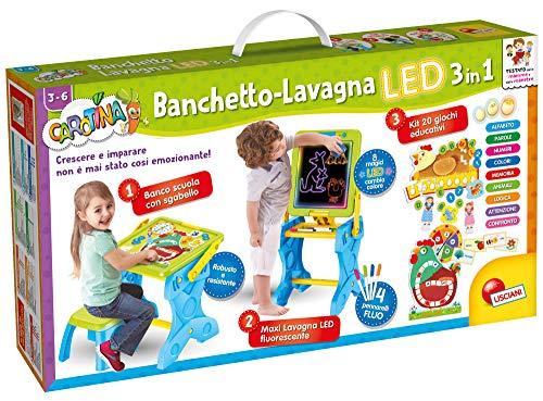 Lisciani Giochi- Carotina Banchetto-Lavagna LED 3 in 1 Gioco per Bambini, Multicolore, 77465