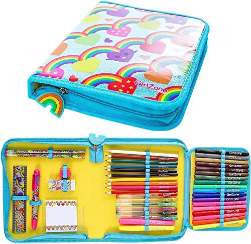 GirlZone Regalo Ragazza -Astuccio Portapenne Grande per Bambine Accessorio Bambina per Scuola, Casa e Vacanze - Astuccio Completo con 43 Pezzi - Regali per Bambina
