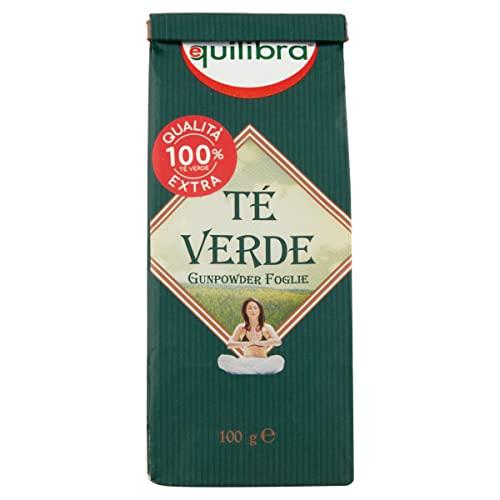 Equilibra Alimenti, Tè Verde Foglie, Varietà Gunpowder, 100% Qualità Extra, a Base di Foglie di Tè Verde, Non Sottoposto a Fermentazione, Delicatamente Aromatico, Sacchetto 100 g