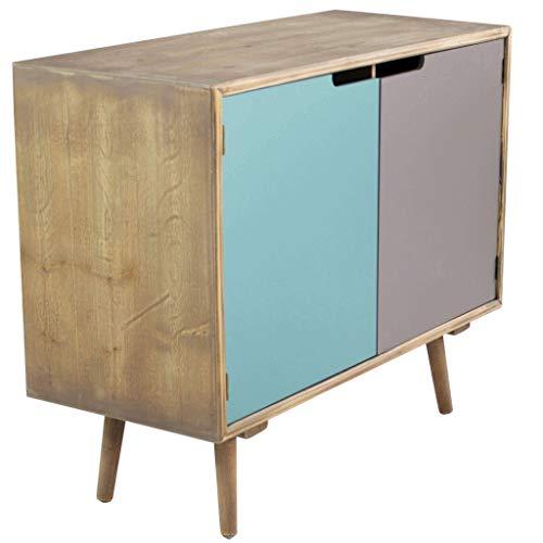 Milani Home s.r.l.s. Mobiletto 2 Ante Colorate Stile Industriale Cm 80x35,5x66,8 H per Interno Camera Cameretta Salotto Ingresso Cucina