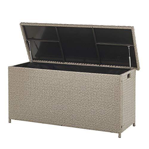 Beliani Scatola per Cuscini Taupe Rattan Sintetico Coperchio 126 x 46 cm 290 L Modena