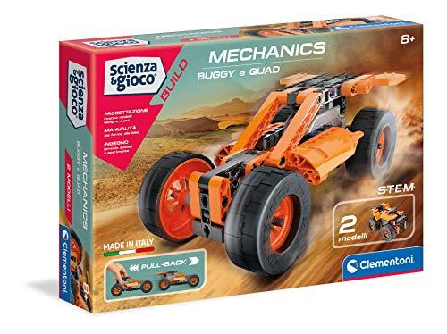 Clementoni- Scienza Build-Buggy & Quad Pull Back, Set di Costruzioni, Laboratorio Meccanica, Gioco scientifico (Versione in Italiano), Bambini 8 Anni+, Made in Italy, Multicolore, 19234