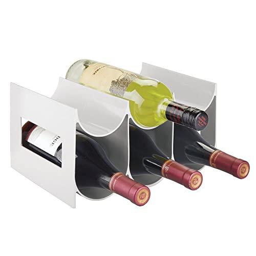 mDesign Pratico scaffale per Bottiglie di Vino – Portabottiglie in plastica Senza BPA per 6 Bottiglie – Organizer in plastica autoportante per Ogni Tipo di Bottiglia – Grigio Chiaro