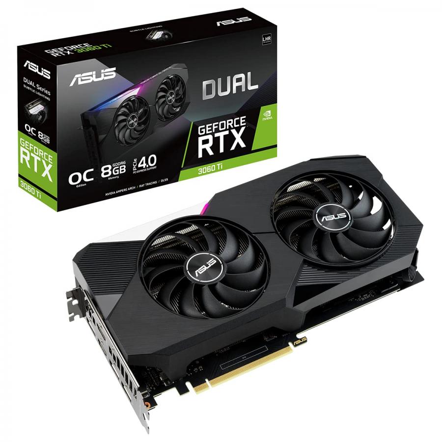 ASUS Dual GeForce RTX 3060 Ti V2 OC Edition Scheda Grafica, 8 GB GDDR6, PCIe 4.0, 2 HDMI 2.1, 3 DisplayPort 1.4a, Funzione Boost Clock, Due Ventole Axial-Tech, GPU Tweak II, Nero