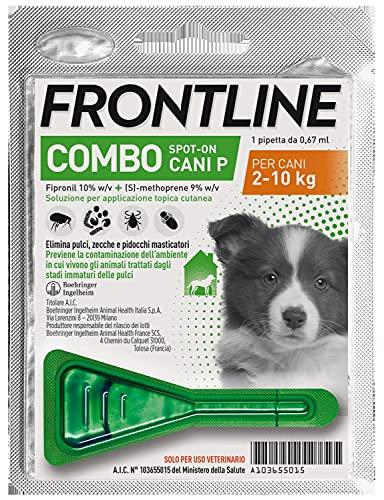 Frontline Combo, 1 Pipetta, Cane Taglia S (2 - 10 Kg), Antiparassitario per Cani, Cuccioli di Lunga Durata, Protegge il Cane e Anche la Casa da Pulci, Zecche, Uova e Larve, Antipulci 1 Pipetta