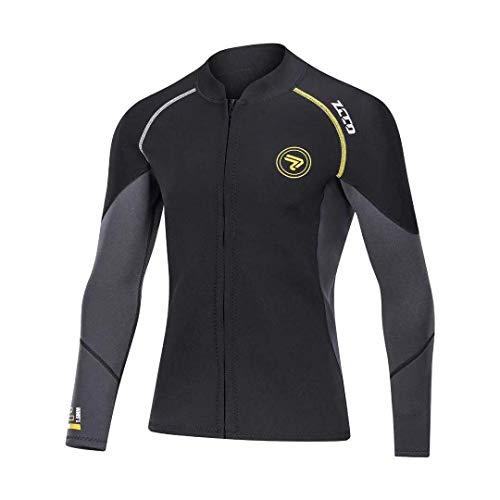 IYYI Muta Top da Uomo in Neoprene da 1,5 mm, con Cerniera Frontale a Maniche Lunghe, per Nuoto, Snorkeling, Immersioni subacquee, Surf (Nero, L)