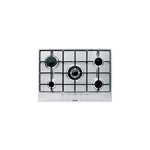 Piano cottura 5 Fuochi a gas da incasso (1 Bruciatore Wok) Larghezza 70 cm colore Inox - P5GFXV