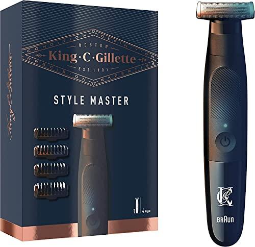 King C. Gillette Style Master, Regolabarba Uomo Senza Fili Per Regolare, Rifinire E Radere La Barba Incolta Con Lama 4D E 4 Pettini Da 1, 2, 3 e 5 mm
