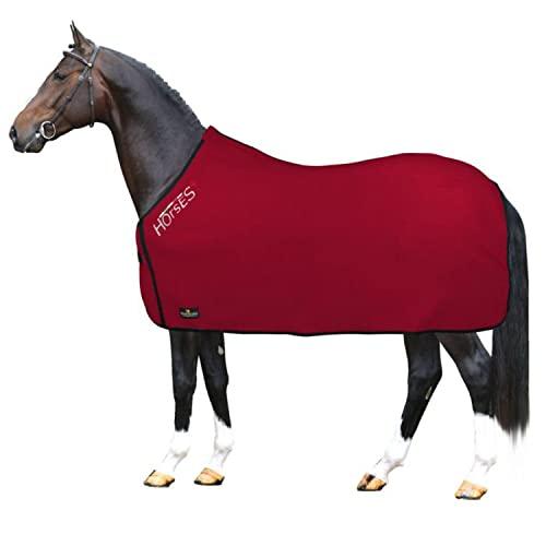 Horses, Coperta per Cavallo in Pile, Modello Basic, Morbida e Comoda, ideale per Trasporto e Dopo Lavoro, Rosso 162 cm