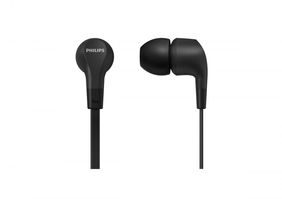 Philips Cuffie Auricolari Cablate In Ear E1105BK/00 con Telecomando in Linea (Driver al Neodimio da 8.6 mm, Bassi Potenti, Audio Nitido, Tenuta Comoda) Nero - Modello 2020/2021