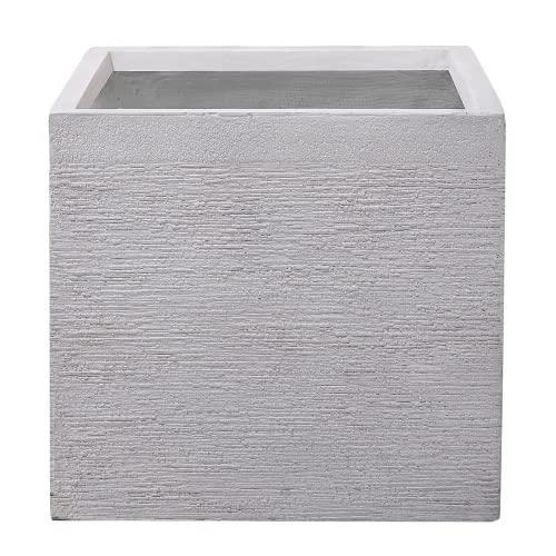 Beliani Vaso da Fiori Bianco in Vetroresina Quadrato Moderno 50 x 50 x 46 cm Paros