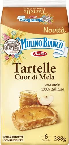 Mulino Bianco Tartelle Cuor di Mela, Tortine con Mele 100% Italiane, Pan di Spagna e Pasta Frolla, Senza Olio di Palma e Senza Additivi Conservanti, Confezione con 6 Tartelle