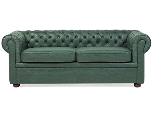Beliani Divano Vintage a 3 posti in Tessuto Similpelle Chesterfield