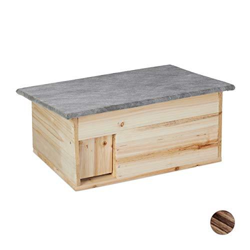 Relaxdays Casetta per Ricci, Resistente alle Intemperie, Riparo dai Predatori, Rifugio per Roditori, 21x46x34 cm, Legno