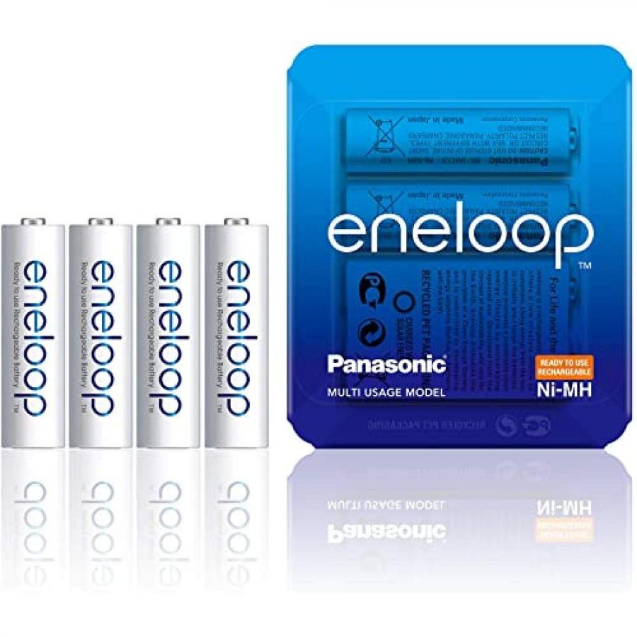 Panasonic eneloop, confezione da 4 pile NiMH pronte all'uso, AA stilo, confezione utilizzabile come custodia, min. 1900 mAh, 2100 cicli di carica, potenza elevata, batteria accumulatore ricaricabile